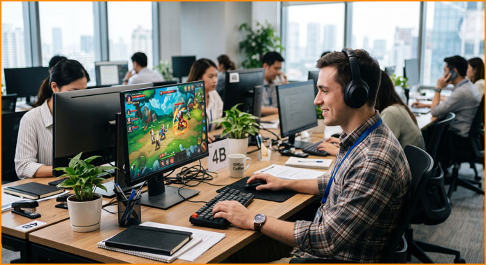 Employees playing games at the workplace and its consequences
